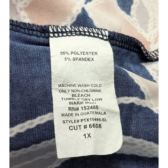 Papermoon Top Stitch Fix Blue Floral Clementa Textured Knit Women's Size 1X - Picture 6 of 6